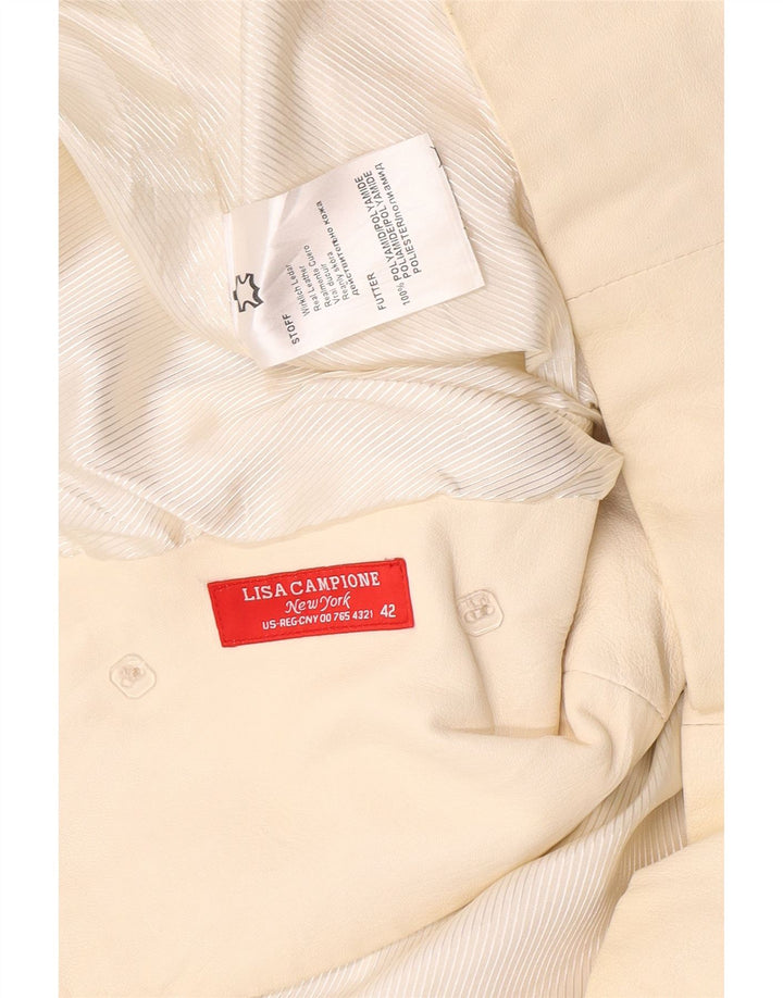 Jachetă Vintage pentru femei Crop dublu-breasted EU 42 Large Off White