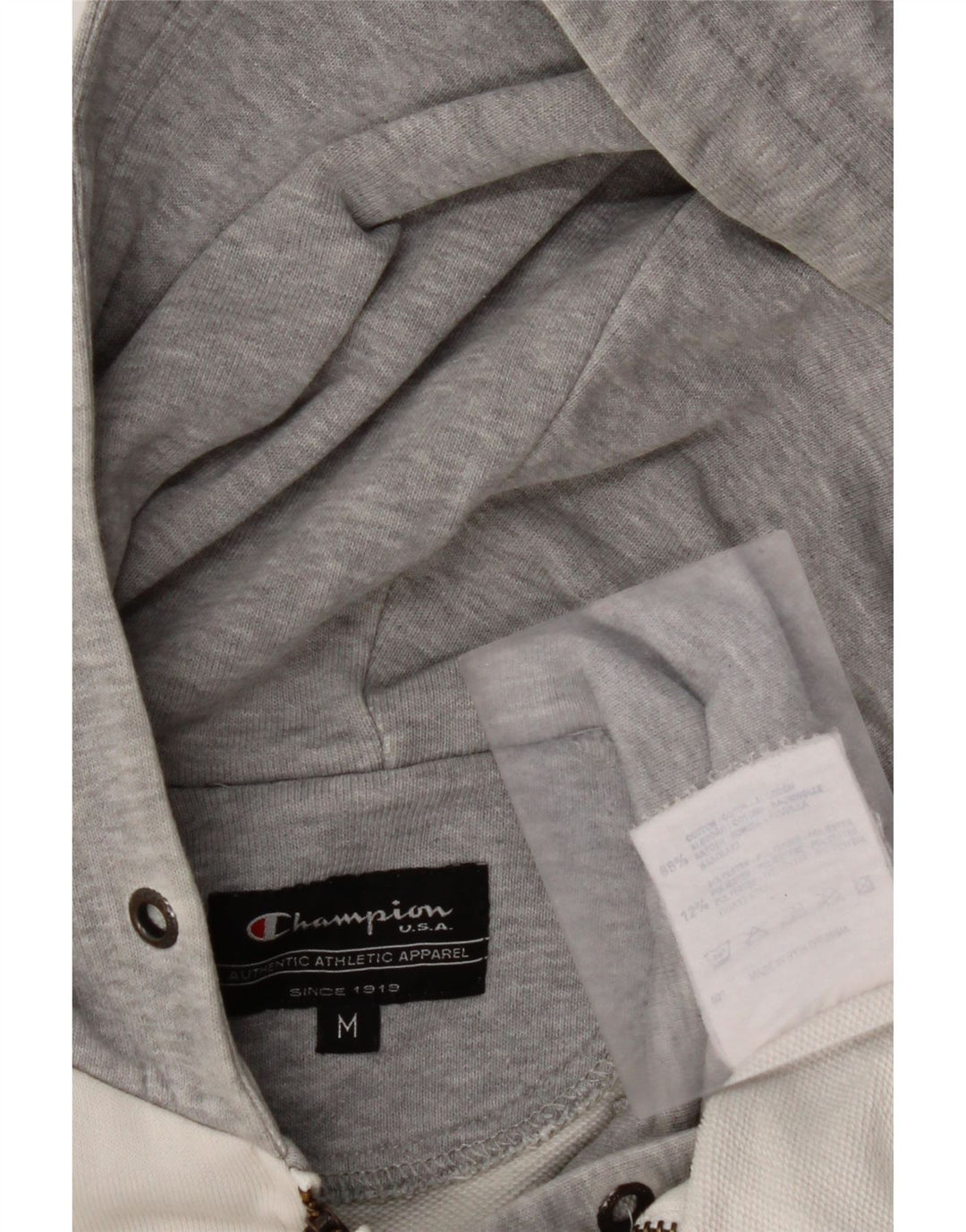 Pulover pentru femei CHAMPION, cu fermoar, UK 14, bumbac color bloc alb mediu