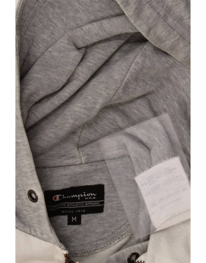 Pulover pentru femei CHAMPION, cu fermoar, UK 14, bumbac color bloc alb mediu