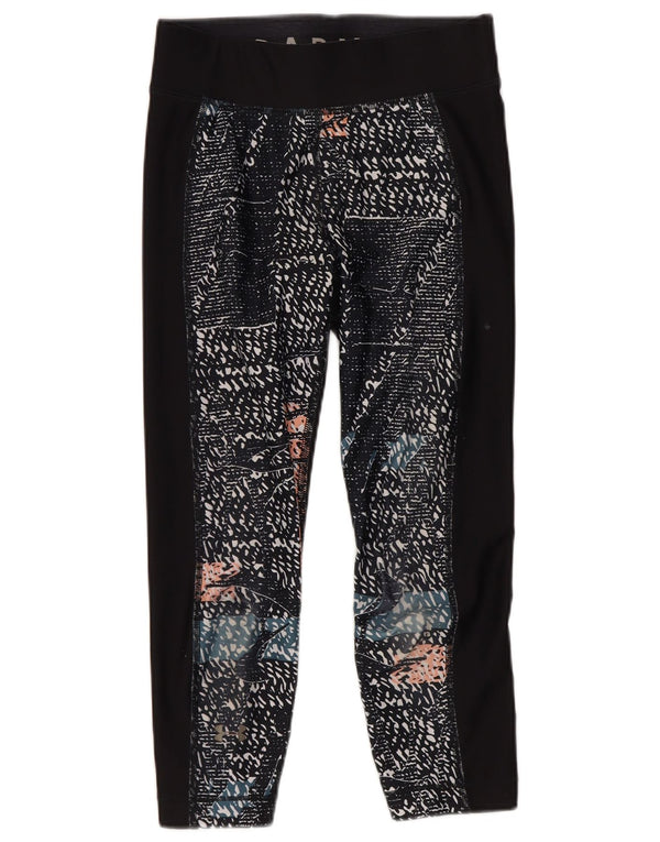 Leggings Capri Under Armour pentru femei Heat Gear cu model abstract UK 4 XS negru