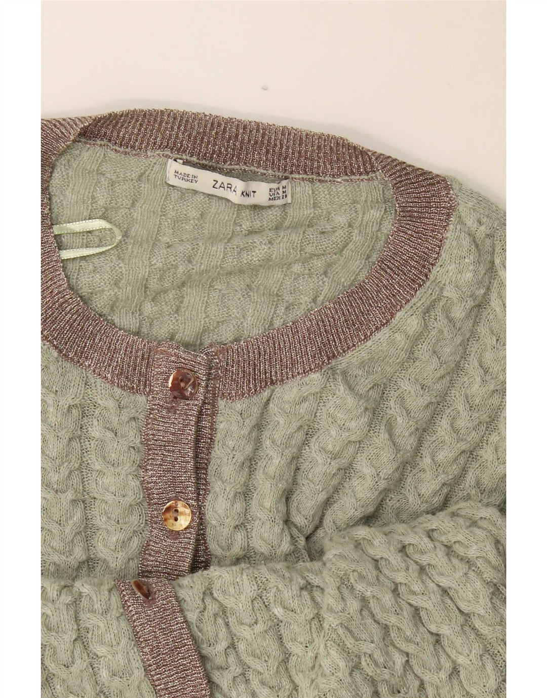 Pulover cardigan pentru femei Zara UK 12 Medium Green Colorblock