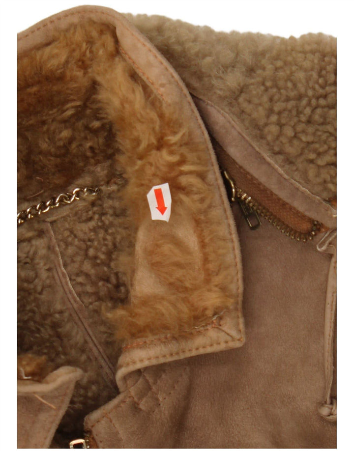 SHEARLING Palton din shearling cu glugă pentru femei IT 48 XL maro