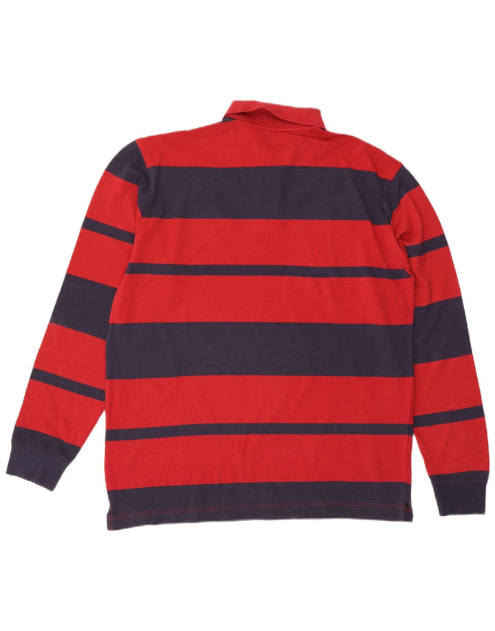 Tricou polo cu mânecă lungă pentru bărbați ASICS, bumbac cu dungi roșii mari