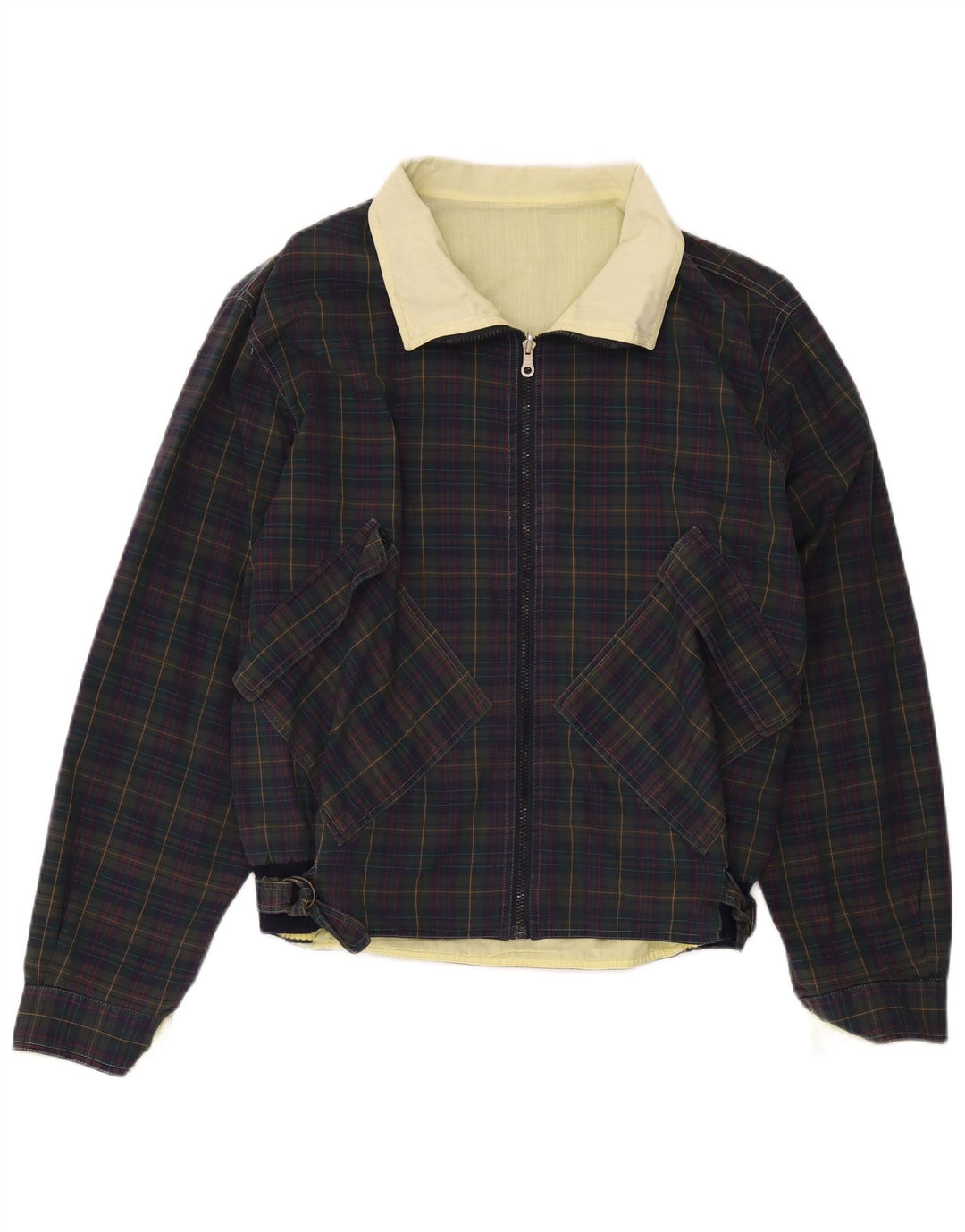 Jachetă Bomber Vintage pentru bărbați UK 36 Mic, albastru marin Check