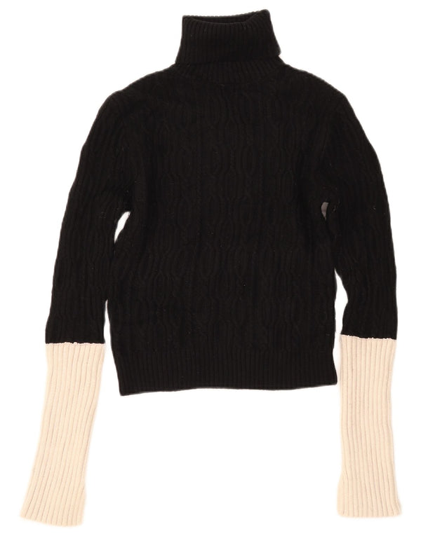 Pulover cu gât rulat Zara pentru femei UK 14 Medium Black Colorblock
