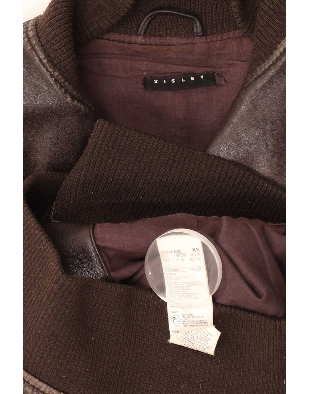 Jachetă Bomber din piele Sisley pentru femei UK 6 XS piele maro