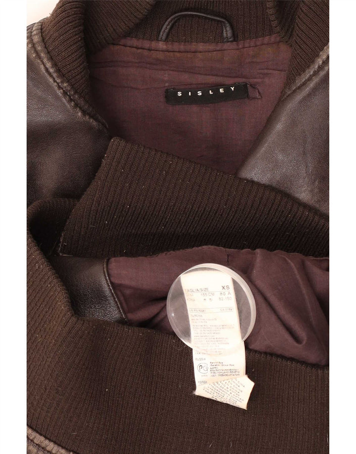 Jachetă Bomber din piele Sisley pentru femei UK 6 XS piele maro