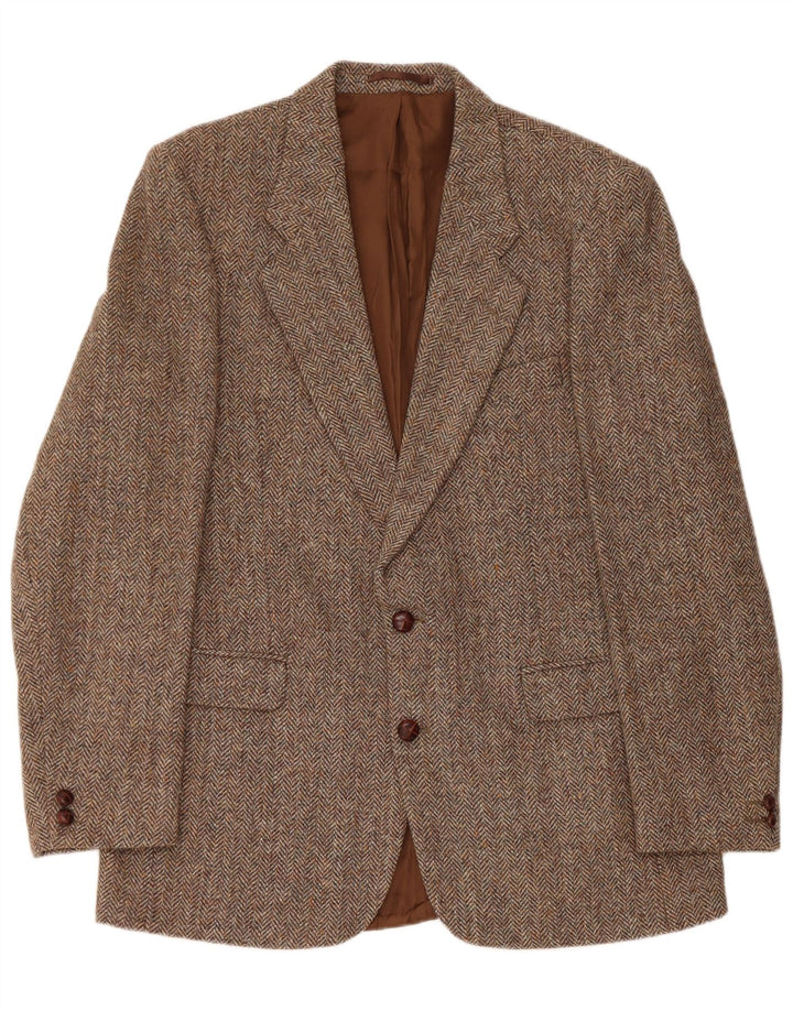 Jachetă pentru bărbați Harris Tweed, cu 2 nasturi, UK 42 XL, maro, lână în spina de pește