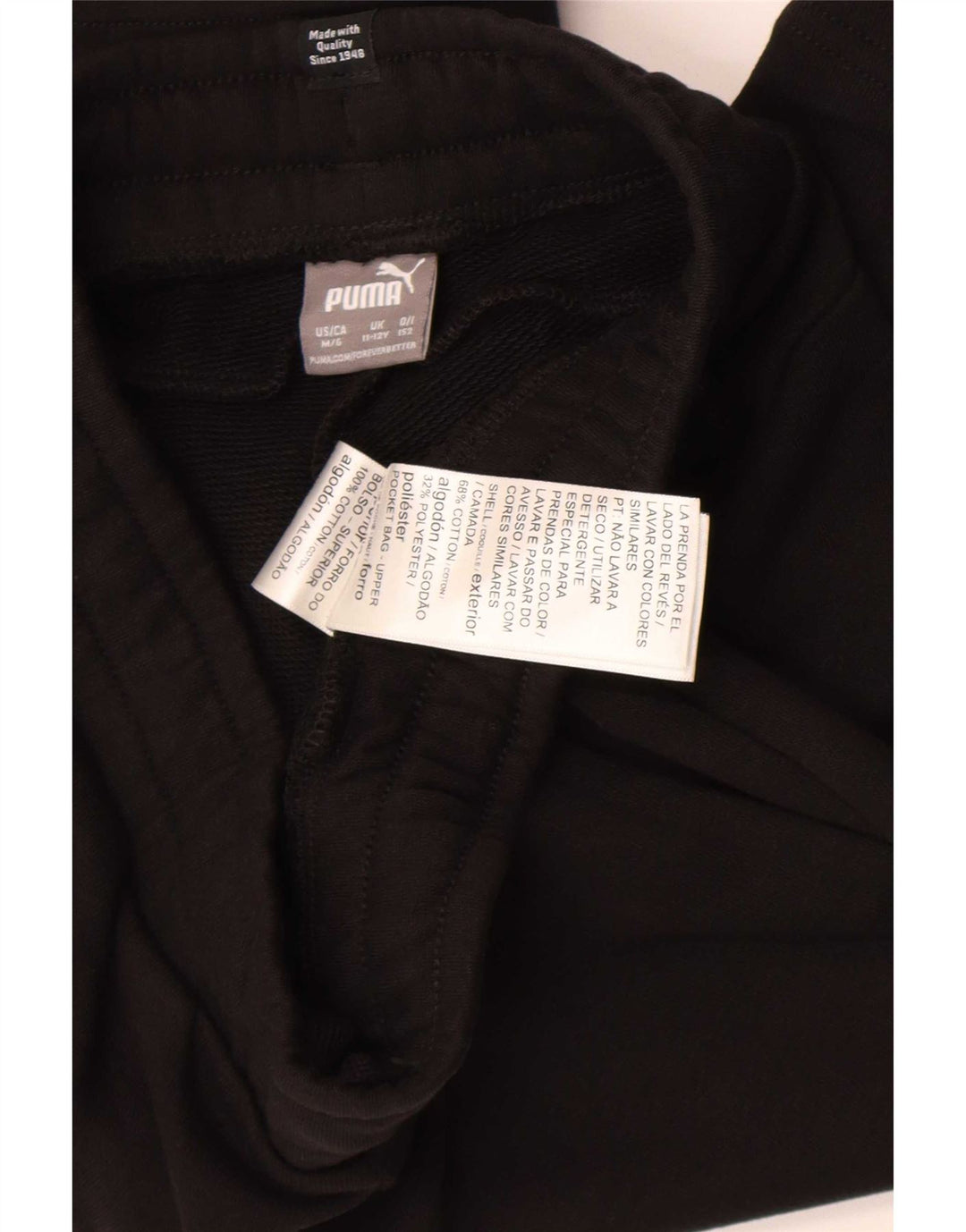 Pantaloni scurți sport Puma pentru băieți 11-12 ani, bumbac negru