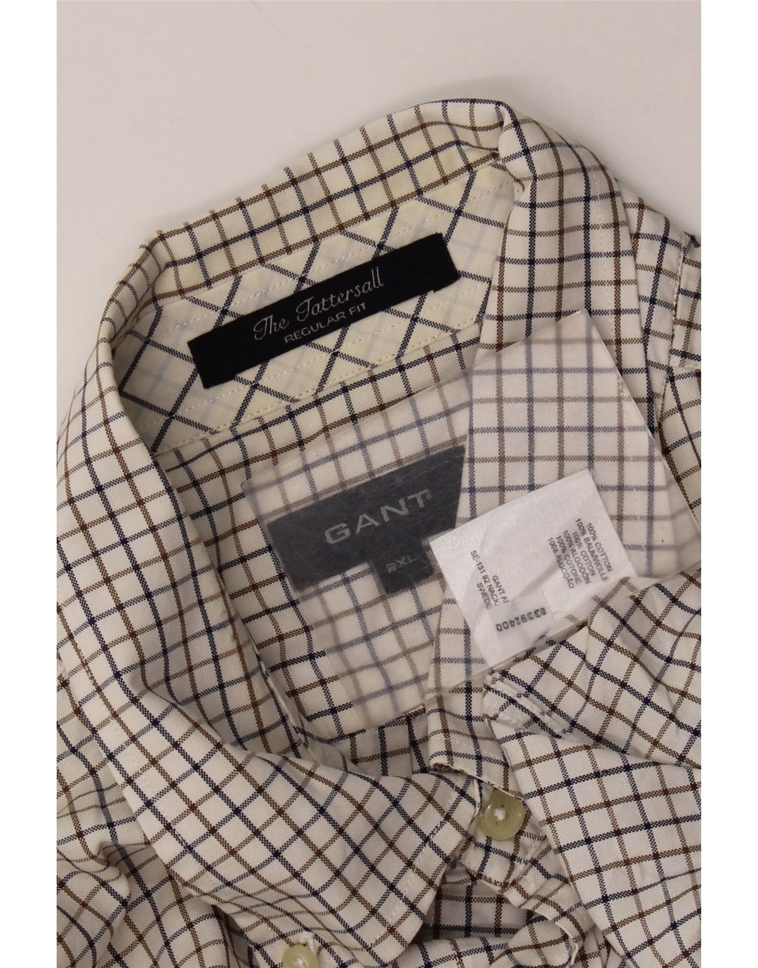 Cămașă Gant pentru bărbați, cu tăiere obișnuită, 2XL, bumbac alb cu carouri