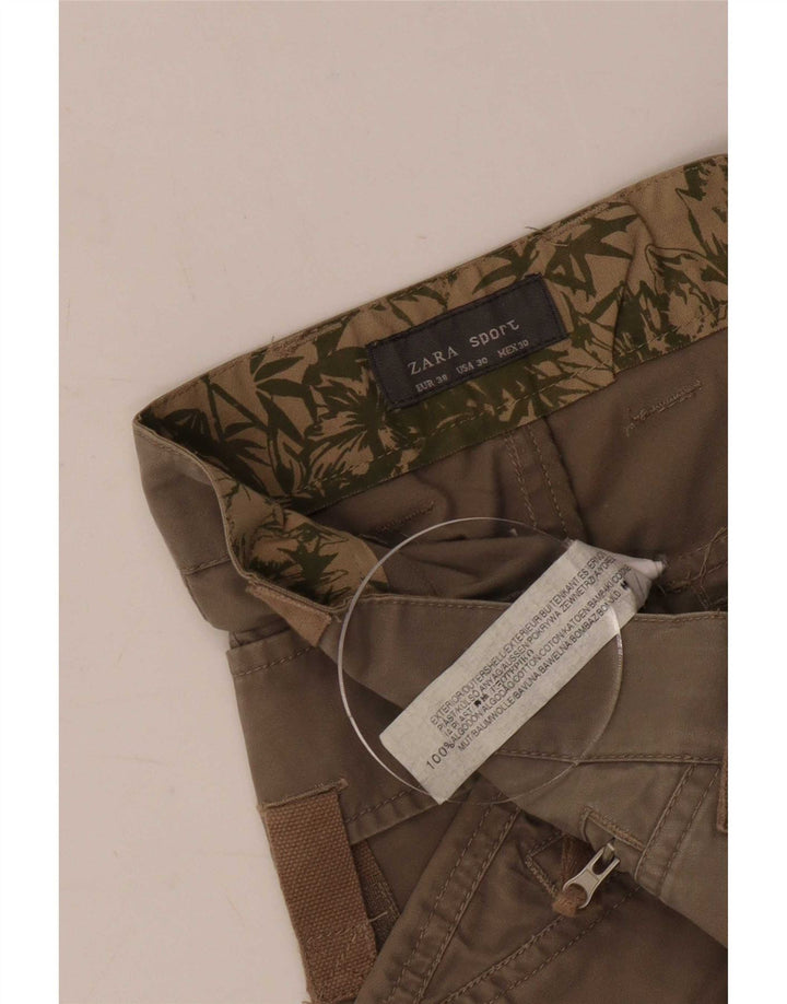 Pantaloni scurți cargo pentru bărbați Zara EU 38 Small W30 Kaki Bumbac
