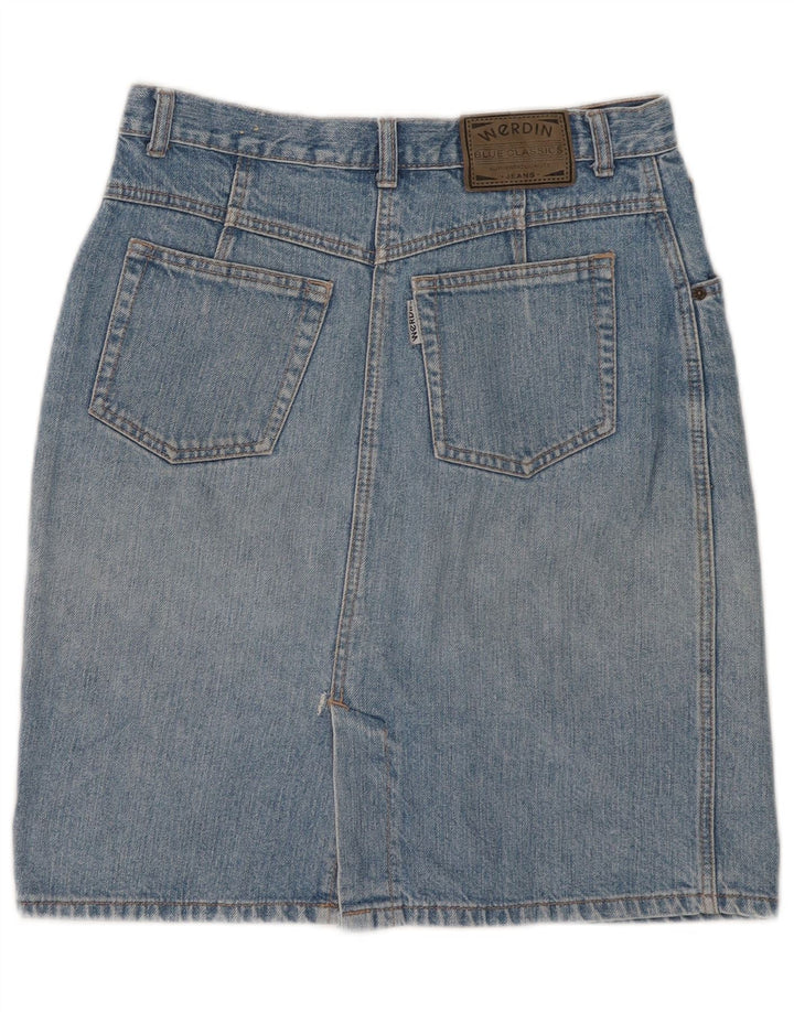 Fusta de blugi vintage pentru femei W31 bumbac albastru mediu