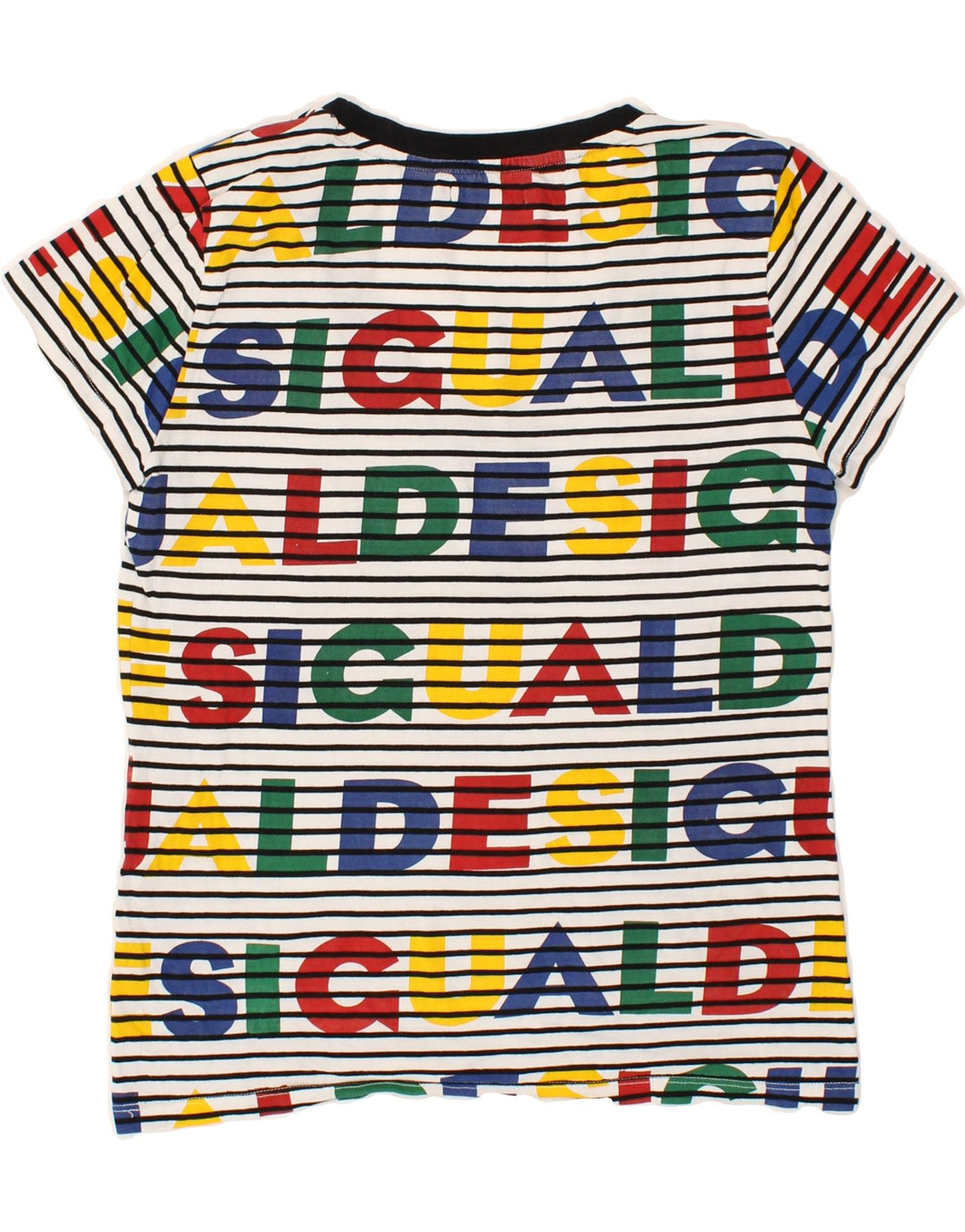 DESIGUAL Tricou cu grafică pentru femei Top UK 14 Medium, multicolore, cu dungi