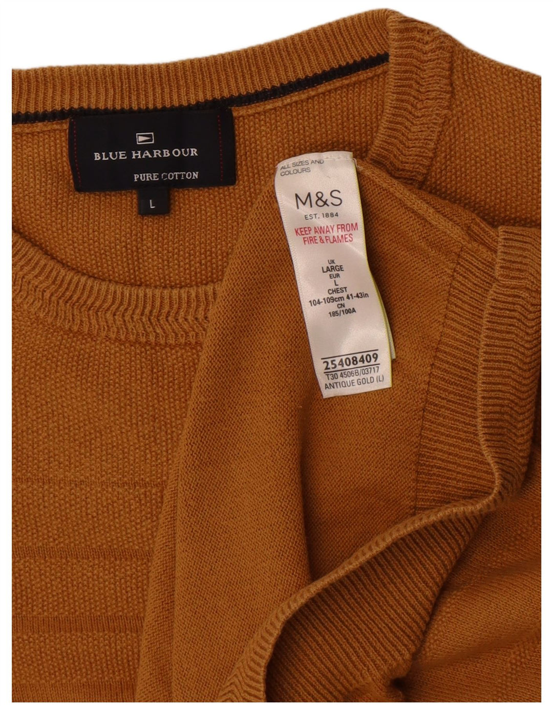 Marks & Spencer Pulover pentru bărbați, Blue Harbour, cu gât crew, mare, auriu
