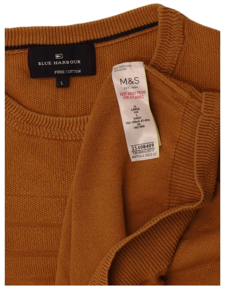 Marks & Spencer Pulover pentru bărbați, Blue Harbour, cu gât crew, mare, auriu