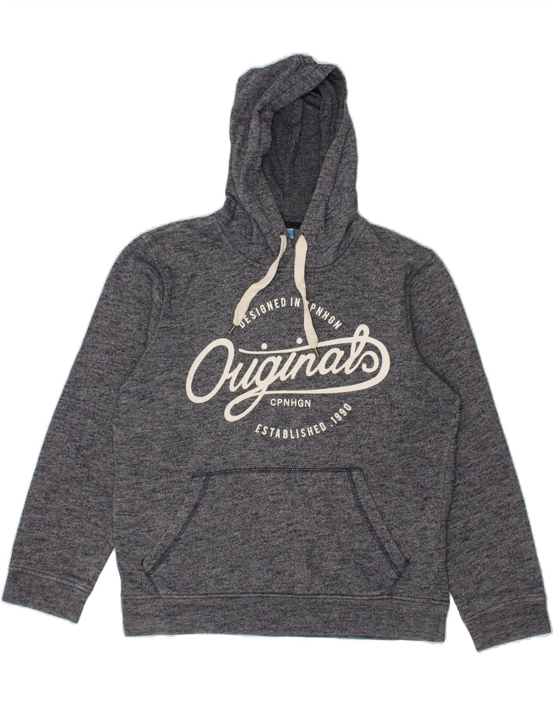 JACK & JONES Mens Hoodie Jumper Medium Grey Flecked Cotton Vintage Jack & Jones and Second-Hand Jack & Jones from Messina Hembry 