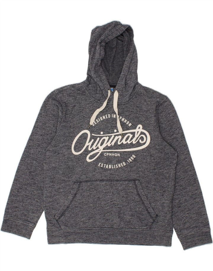 JACK & JONES Mens Hoodie Jumper Medium Grey Flecked Cotton Vintage Jack & Jones and Second-Hand Jack & Jones from Messina Hembry 