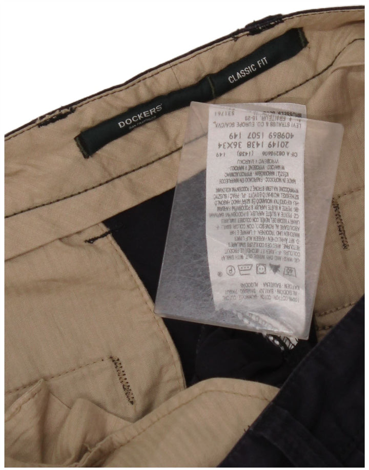 DOCKERS Pantaloni chino pentru bărbați, cu croială clasică, L36 L30, bumbac bleumarin