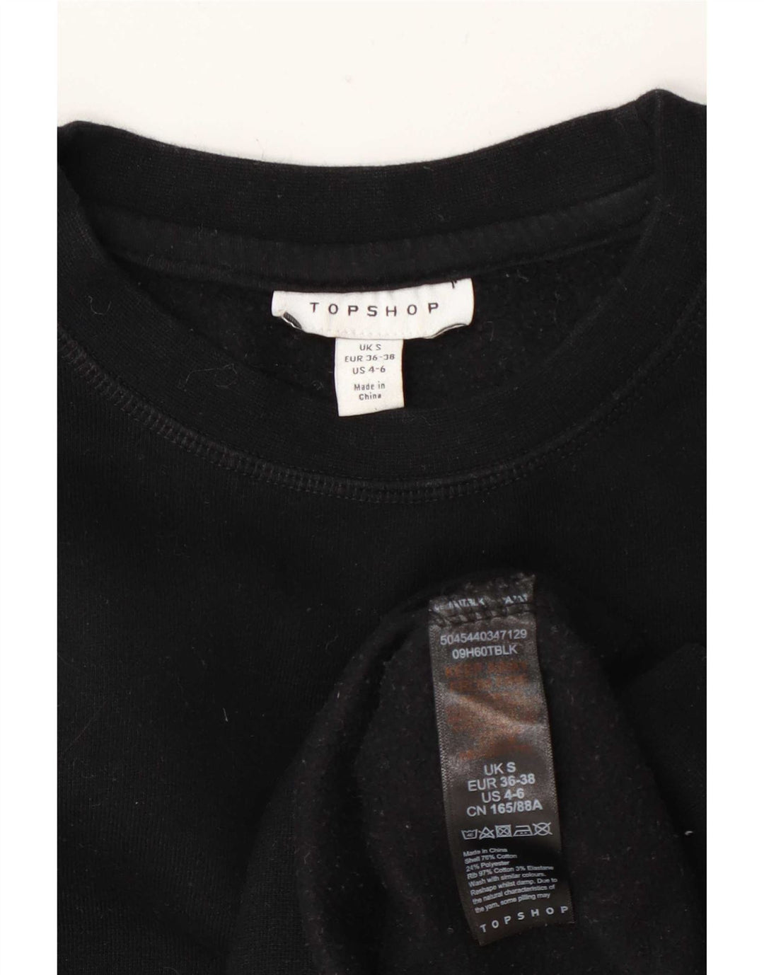 Pulover supradimensionat pentru femei Topshop UK 10 Bumbac negru mic