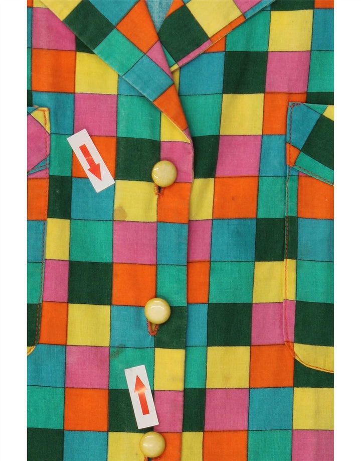 Cămașă vintage cu mânecă scurtă pentru femei UK 16, mare, multicoloră