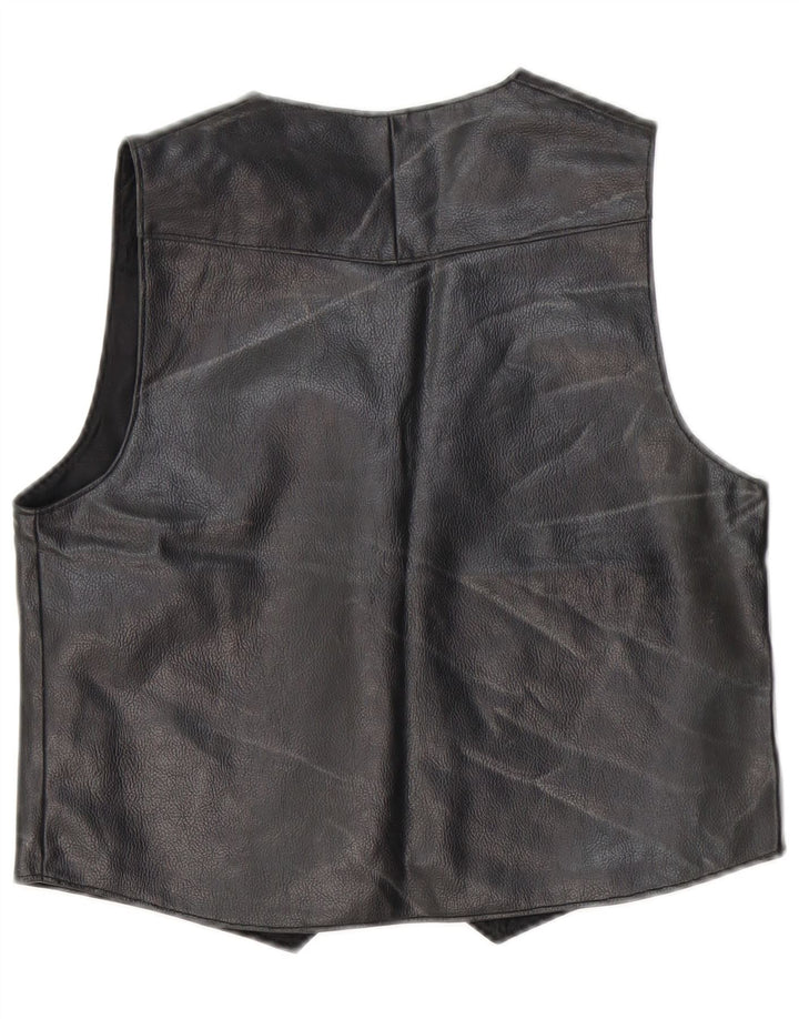 Vestă din piele vintage pentru femei UK 14 Medium Black