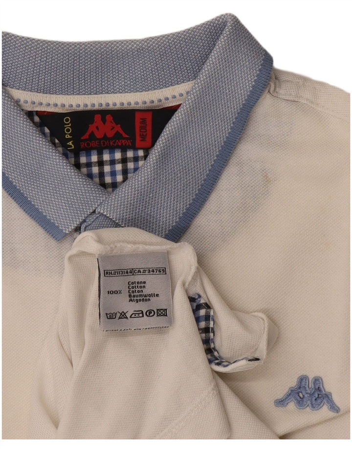 Cămașă polo pentru bărbați Kappa, alb mediu, bumbac color bloc