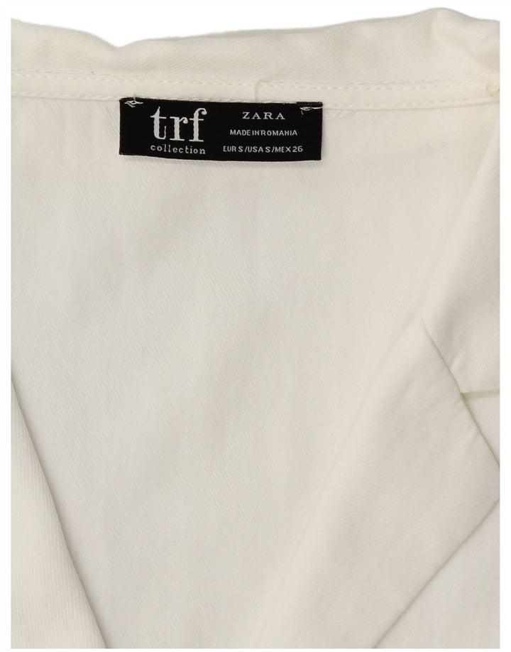 ZARA Womens Oversized Short Sleeve Shirt Blouse UK 10 Small White Lyocell