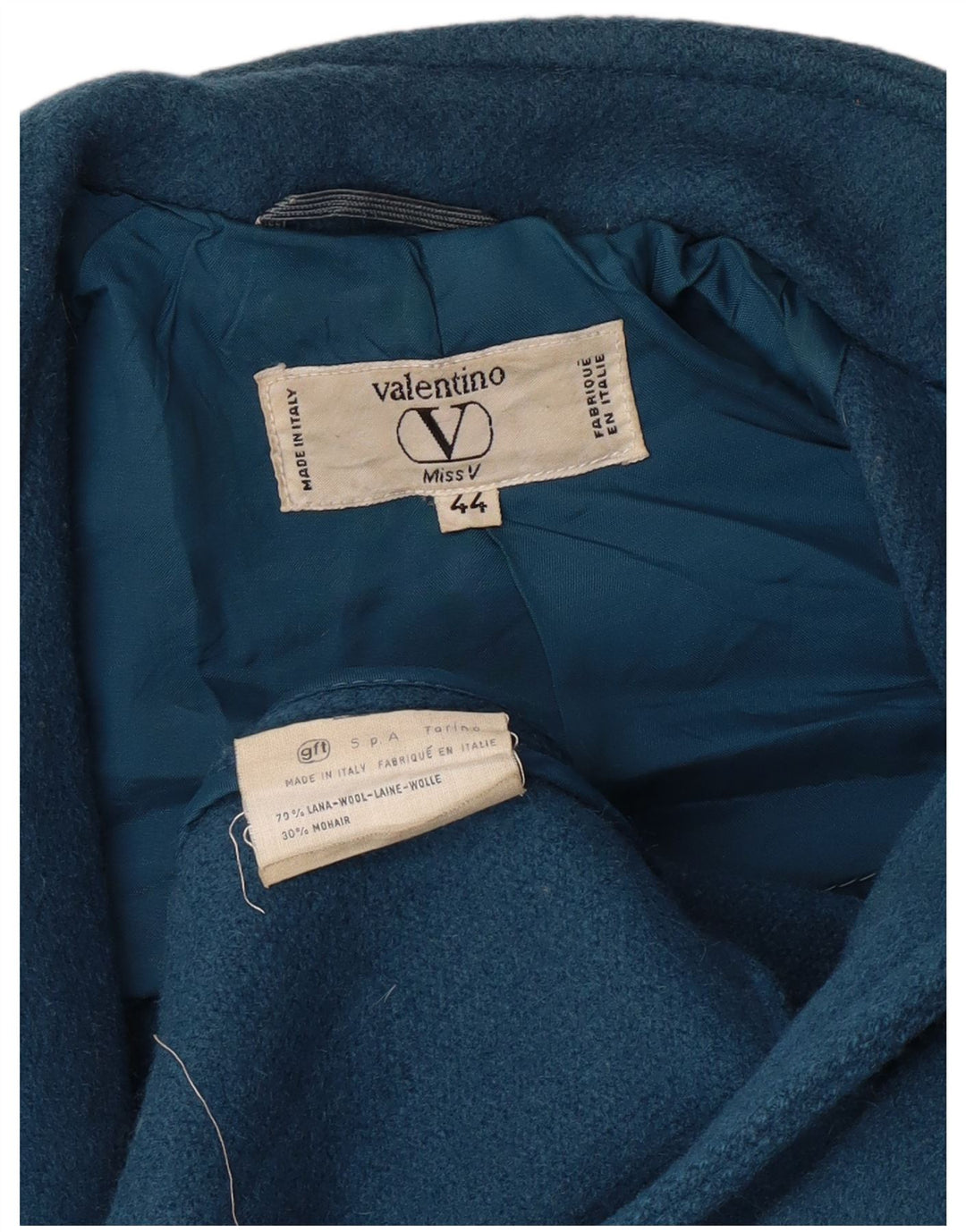 Palton Miss V Valentino pentru femei IT 44 Medium Blue Wool Classic