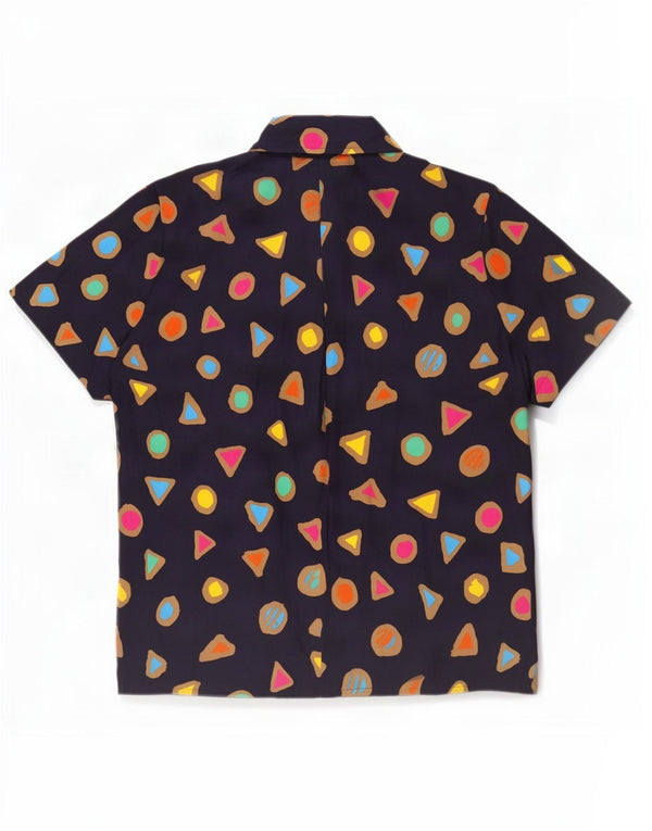 Bluză cămașă cu mânecă scurtă pentru femei Jacques Vert UK 18 XL Bleumarin Geometric