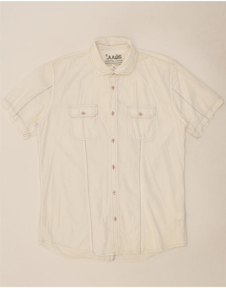 JULES Mens Regular Fit Short Sleeve Shirt XL White Cotton Vintage Jules and Second-Hand Jules from Messina Hembry 