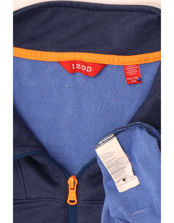 Hanorac Izod pentru bărbați, cu fermoar, cu gât, 2XL, poliester bleumarin