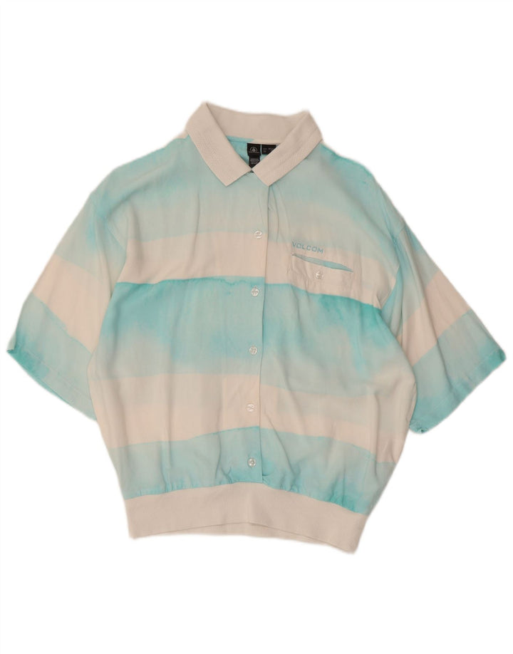 Bluză cămașă cu mânecă scurtă pentru femei Volcom UK 6 XS, alb, bloc de culoare