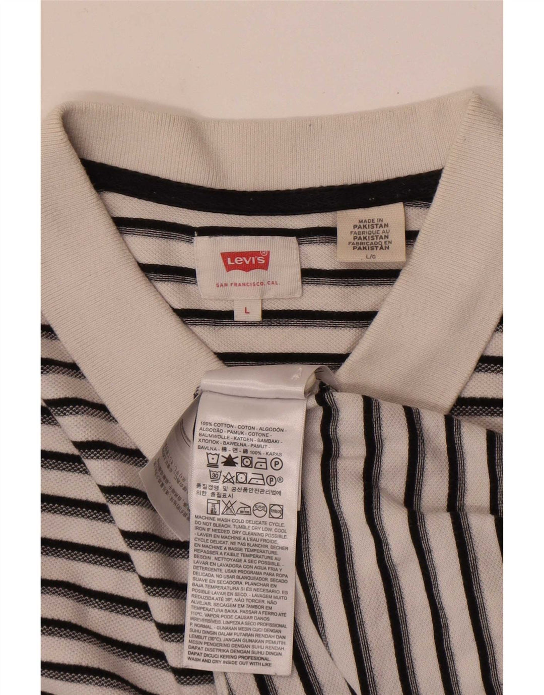 Tricou polo Levi's pentru bărbați, bumbac cu dungi albe mari