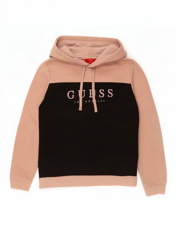 Guess Pulover supradimensionat cu glugă grafic pentru femei UK 14 Medium Bej Colorblock