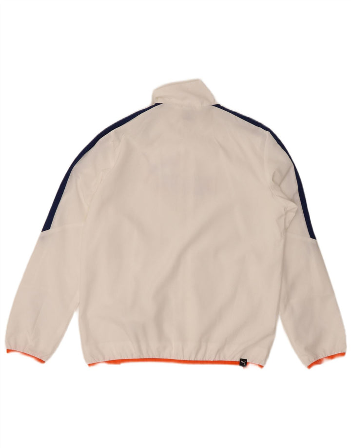 PUMA Boys Graphic Tracksuit Top Jacket 11-12 Years White Colourblock Nylon