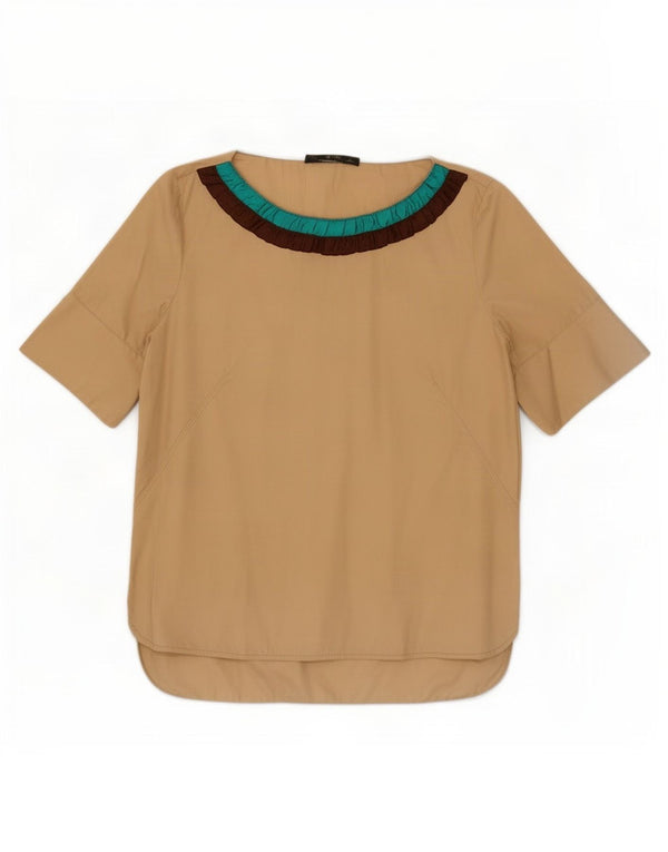 Bluză pentru femei Zara UK 16 mare, bej, bumbac color bloc