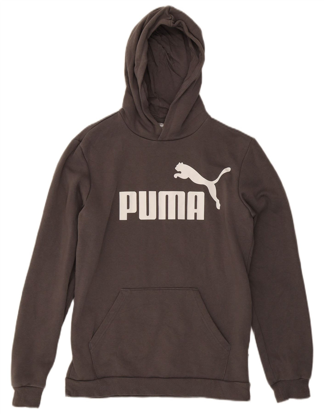 Pulover cu glugă cu grafic PUMA pentru băieți 15-16 ani, bumbac gri