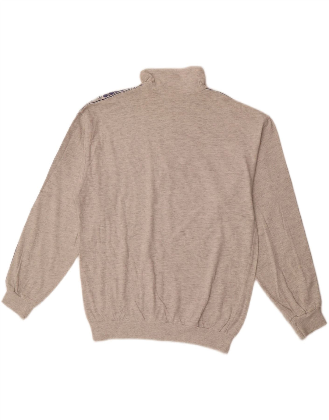 DIADORA Mens Graphic Zip Neck Sweatshirt Jumper Small Grey Cotton Vintage Diadora and Second-Hand Diadora from Messina Hembry 