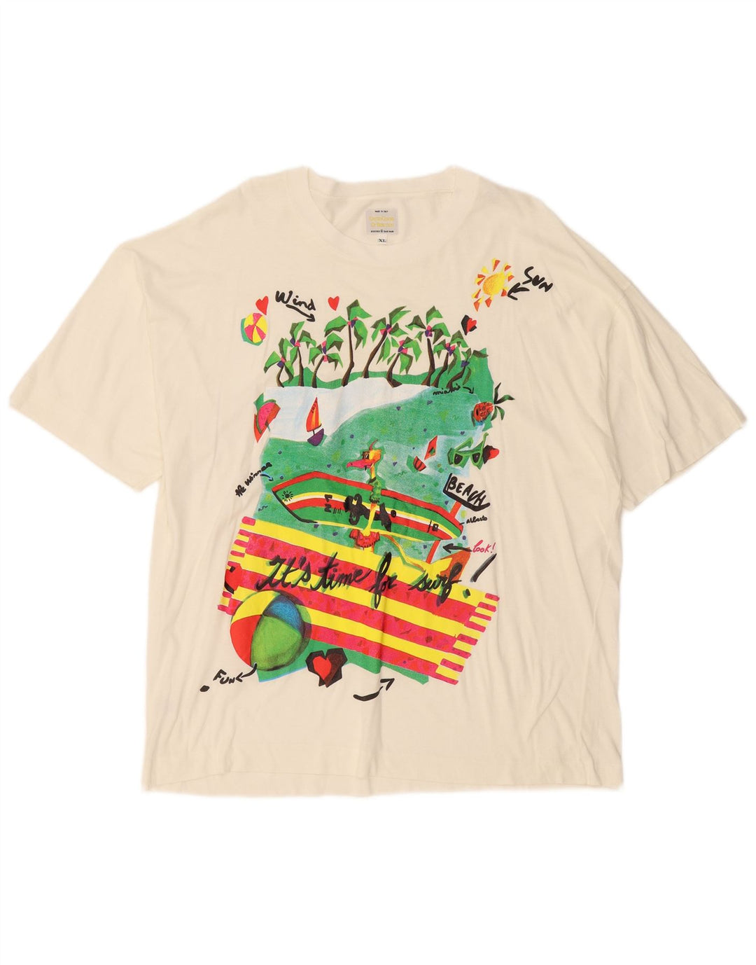 Tricou grafic BENETTON pentru bărbați Top XL alb