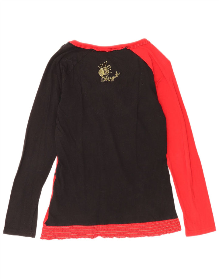 Top grafic pentru femei Desigual cu mânecă lungă UK 12 Medium Red Floral