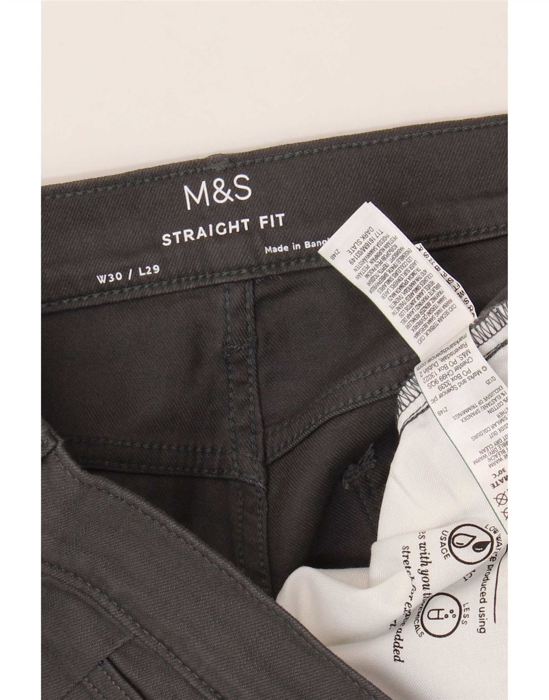 Blugi drepti pentru femei Marks & Spencer W30 L29 bumbac gri