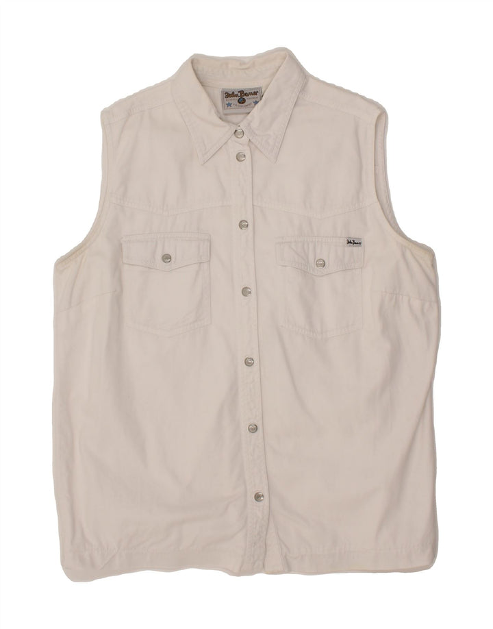 JOHN BANER Womens Denim Gilet UK 16 Large White Vintage John Baner and Second-Hand John Baner from Messina Hembry 
