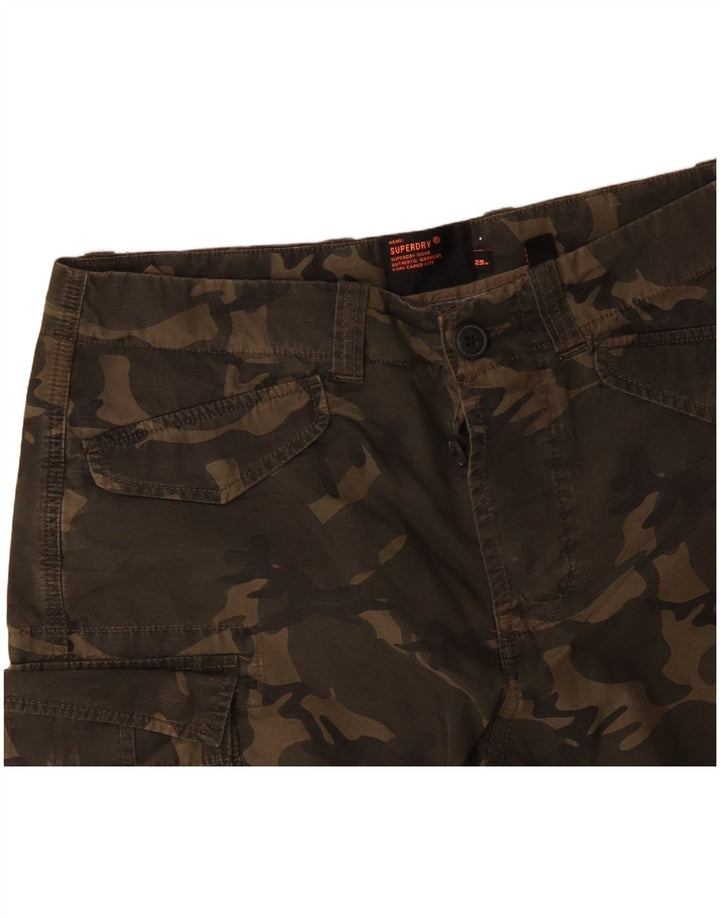 Pantaloni scurți cargo pentru bărbați SUPERDRY W29 Small Khaki Camouflage Bumbac