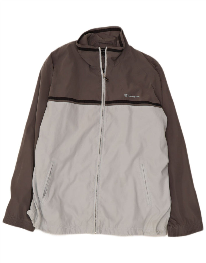 CHAMPION Mens Tracksuit Top Jacket Large Grey Colourblock