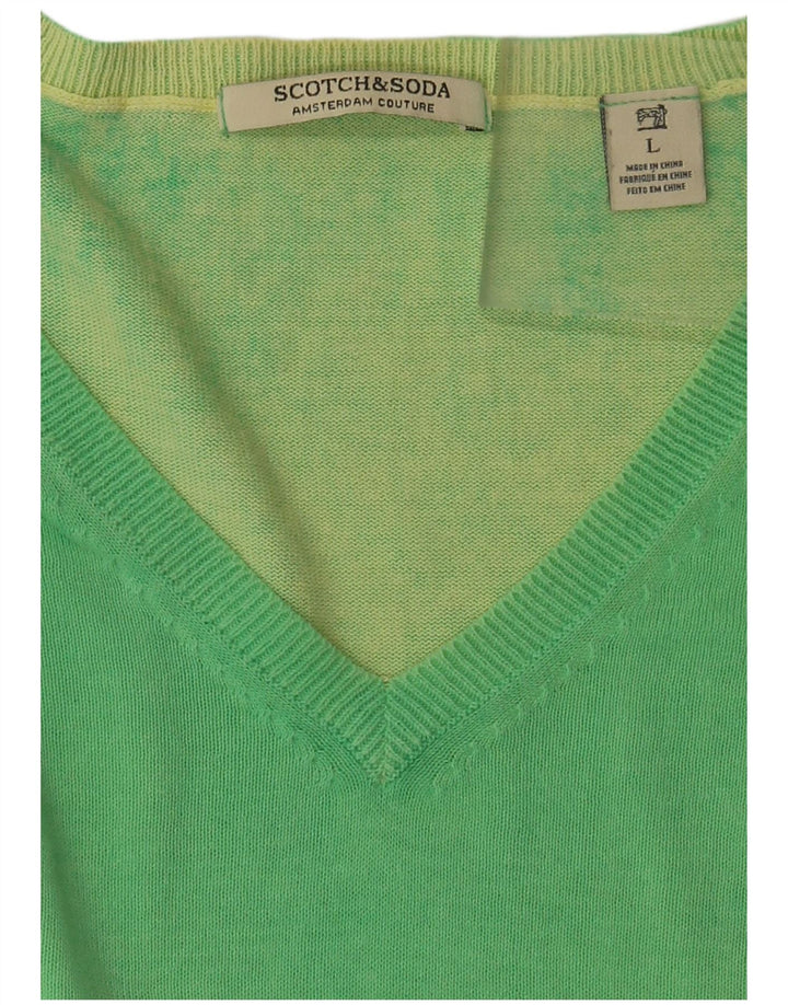 SCOTCH & SODA Pulover cu decolteu în V pentru bărbați, verde mare