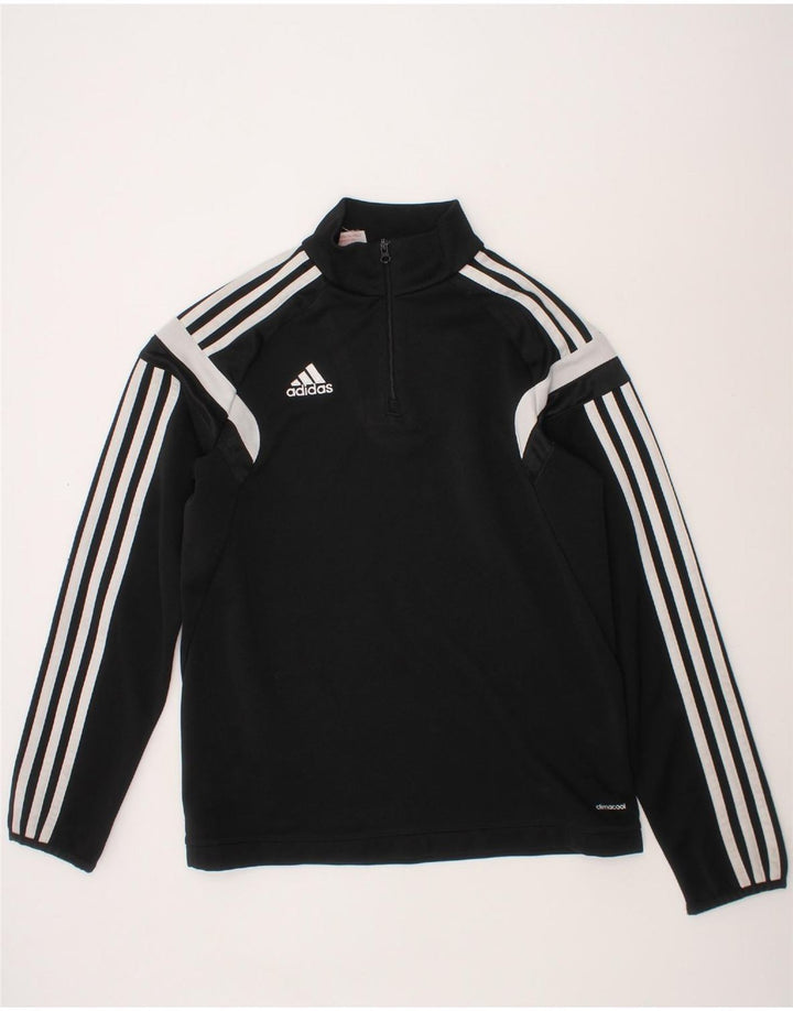 ADIDAS Boys Climacool Pullover Tracksuit Top 11-12 Years Large  Black Vintage Adidas and Second-Hand Adidas from Messina Hembry 