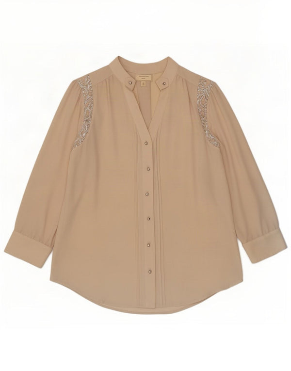 Moulinette Soeurs Bluză cămașă cu mâneci 3/4 pentru femei US 10 Large Beige Nylon