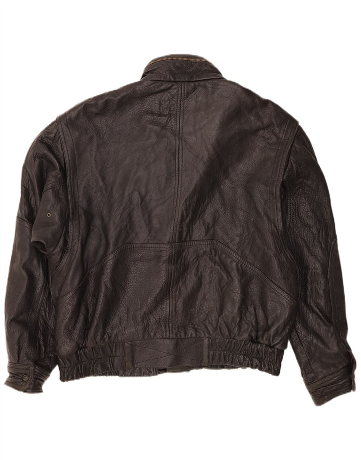 Geacă din piele vintage pentru bărbați IT 56 3XL din piele neagră