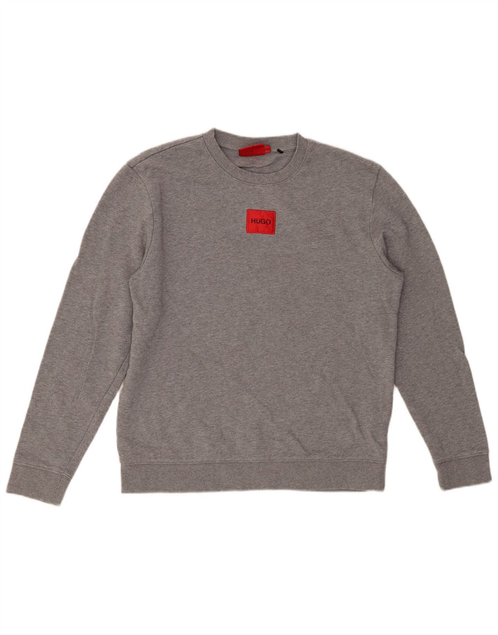 Pulover pentru damă HUGO BOSS, UK 14, bumbac cu pete, gri mediu