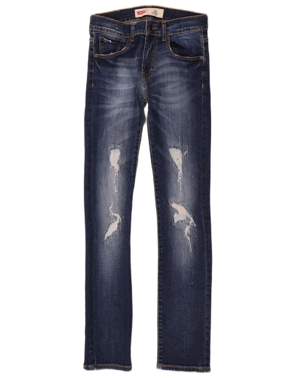 LEVI'S Blugi skinny 510 distressed pentru baieti 11-12 ani W26 L30 bumbac albastru